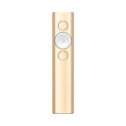 Logitech Spotlight Wireless Presentation Remote, 2.4 GHz and Bluetooth, USB-Receiver, Digital Laser Pointer, 30-Meter Operating Range, Dual Connectivity, Timer, PC/Mac/Android/iOS - Gold