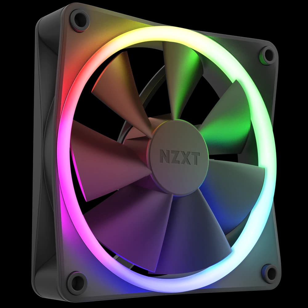 NZXT F120 RGB Fans - RF-R12SF-B1 - Advanced RGB Lighting Customization - Whisper Quiet Cooling - Single (RGB Fan & Controller Required & NOT Included) - 120mm Fan - Black
