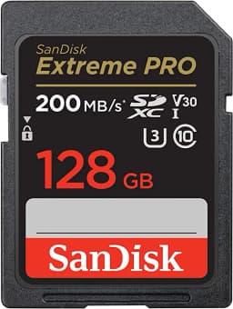 SanDisk 128GB Extreme PRO SDXC UHS-I Memory Card - C10, U3, V30, 4K UHD, SD Card