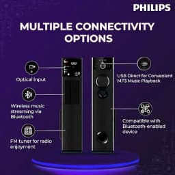 PHILIPS Audio SPA9160 2.0CH 160W Multimedia Tower Speakers with Wireless Microphone,Multi-Connectivity