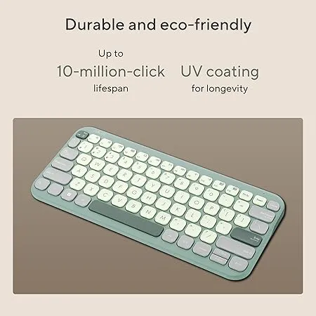 ASUS Marshmallow Kw100 Keyboard, Supports Up to 3 Devices, 1.6Mm Key Travel, Scissor Keys, Compact & Lightweight Keyboard, Bluetooth (Color - Green Tea Latte)
