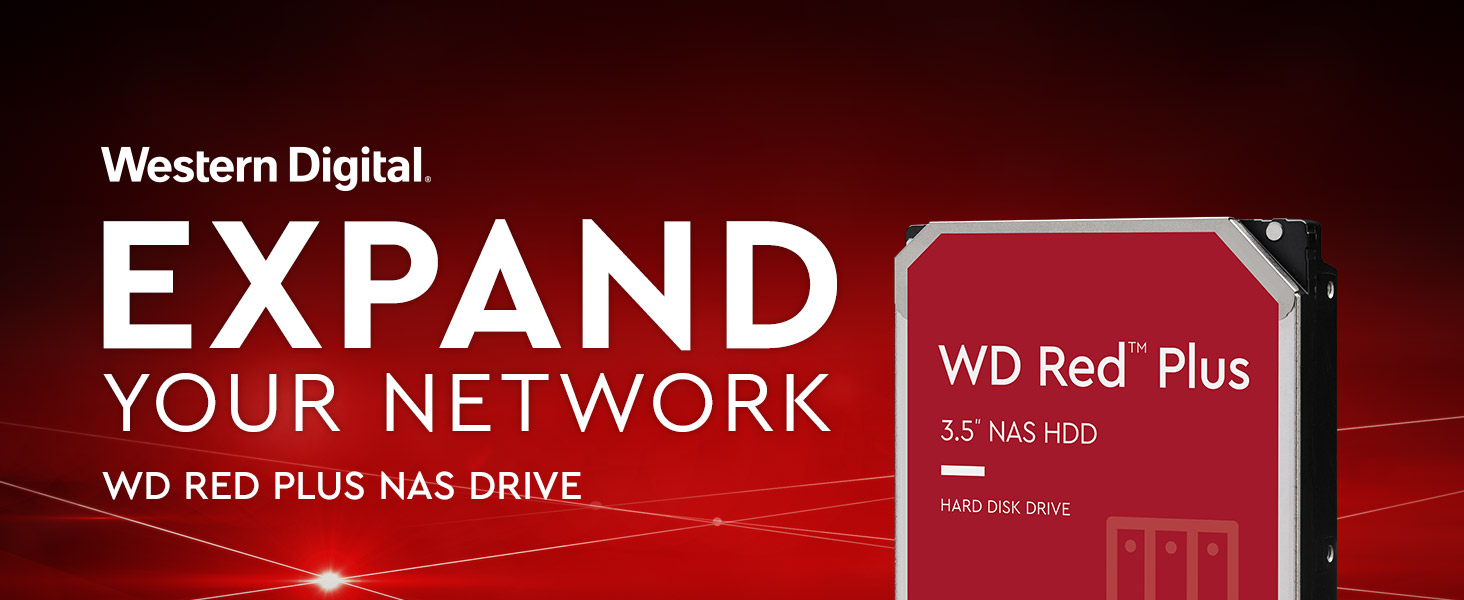Western Digital 12TB WD Red Plus NAS Internal Hard Drive HDD - 7200 RPM, SATA 6 GB/s, CMR, 512 MB Cache, 3.5" - WD120EFBX