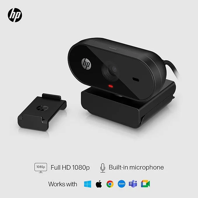 HP 320 FHD Webcam - USB A Computer Camera with Mic & Privacy Cover - for Desktop, Laptop, & Chromebook - 1080p Resolution w/Wide FOV - Zoom hover view