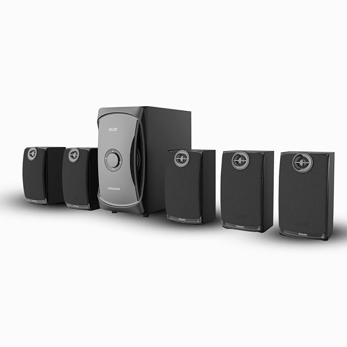 Philips Audio TAV7587 5.1 Channel 100W Bluetooth Multimedia Speaker System with 5x15W Satellite Speakers, Multi-Connectivity