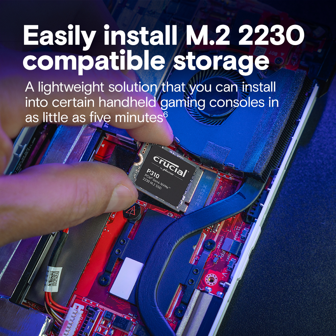Crucial P310 1TB PCIe Gen4 NVMe 2230 M.2 SSD