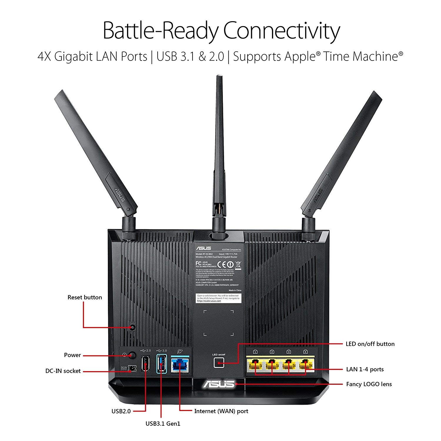 Asus RT-AC86U (2 Pack) AiMesh AC2900 Dual Band WiFi System (Black) for Large Homes, AiProtection Pro Network Security Powered by Trend Micro, Adaptive QoS