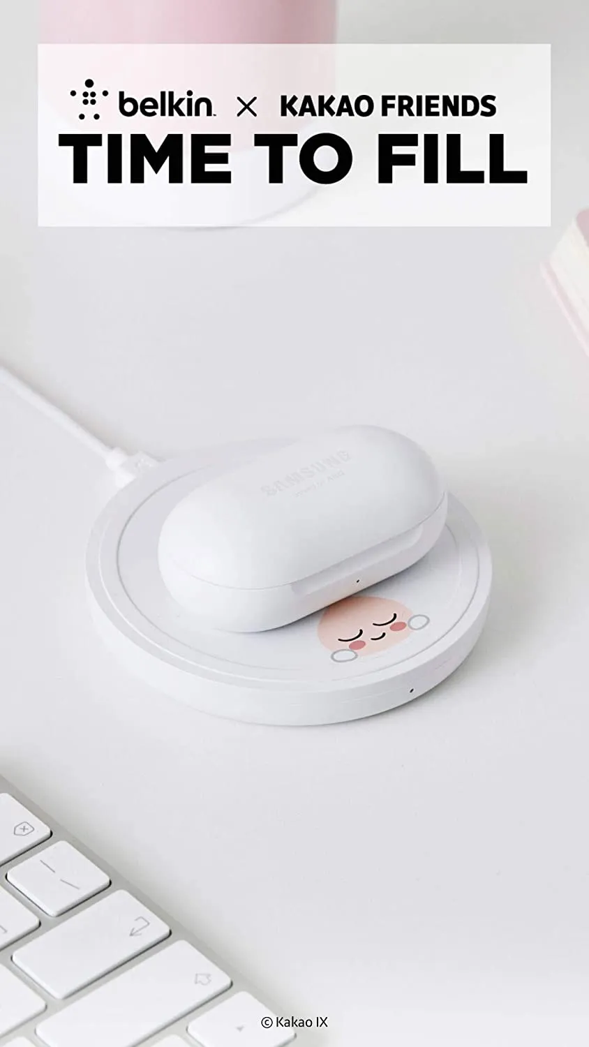 Belkin KAKAO and Friends Official Edition 10W Fast Wireless Charging Pad for All Qi Smart Phones Including iPhone 12, 12 Pro, 12 Pro Max and More - White (AC Adapter not Included)