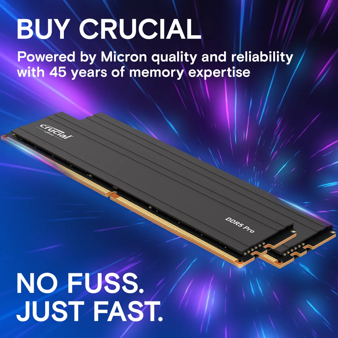 Crucial Pro 96GB Kit (2x48GB) DDR5-5600 UDIMM RAM