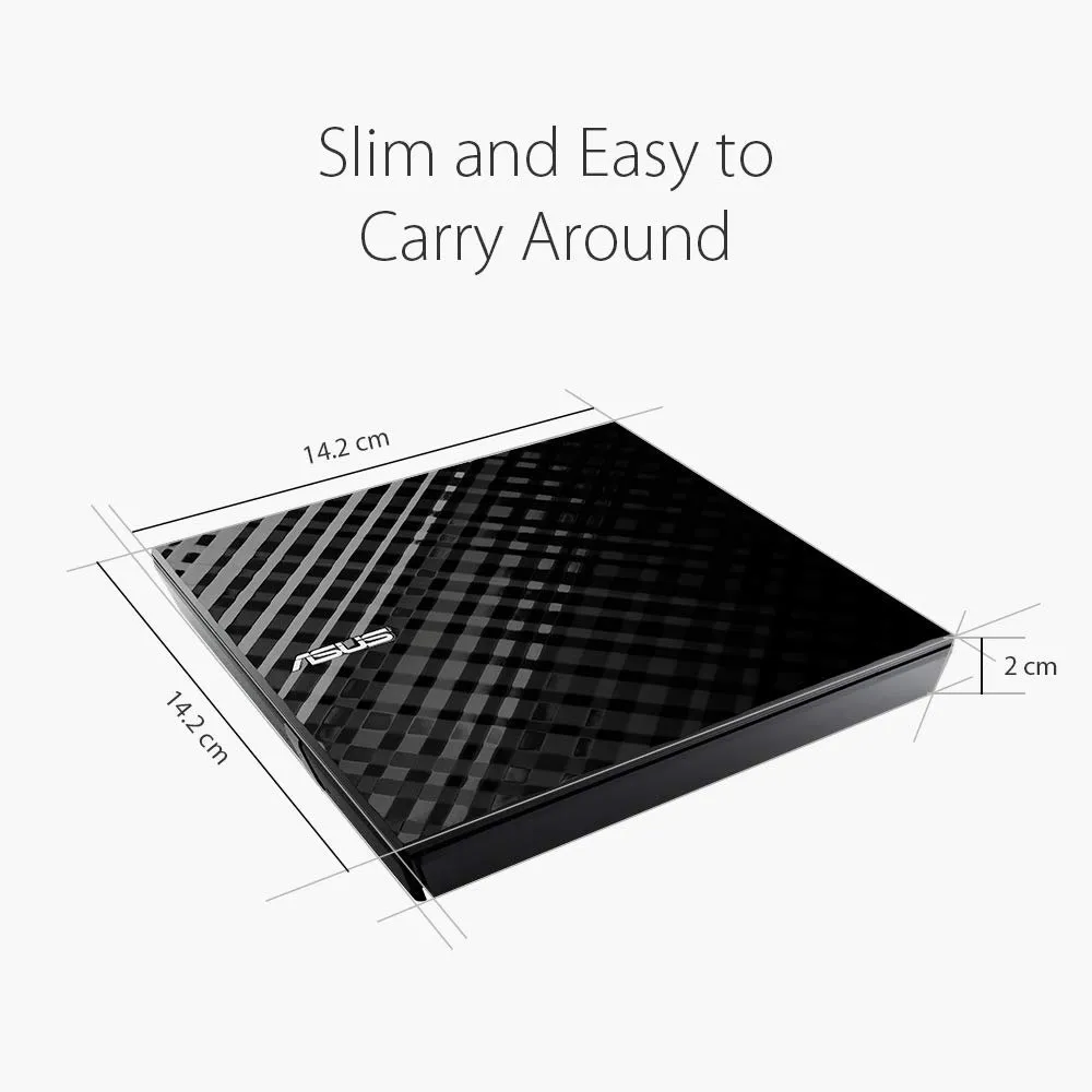 Asus Sdrw-08D2S-U Lite - Portable 8X Dvd Burner With M-Disc Support For Lifetime Data Backup, Compatible For Windows And Mac Os