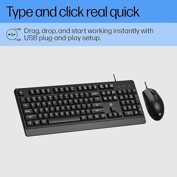 HP KM 180 Wired Keyboard and Mouse Combo hover view