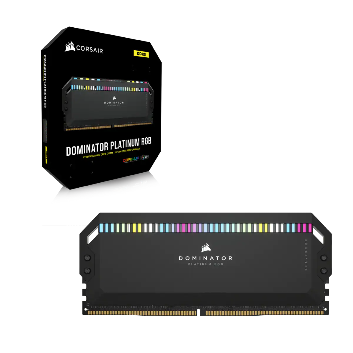 CORSAIR DOMINATOR® PLATINUM RGB 64GB (2x32GB) DDR5 DRAM 5600MHz C40 Memory Kit — Black