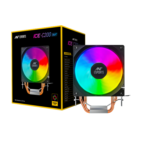 Ant Esports ICE-C200 CPU Cooler with Rainbow LED Fan