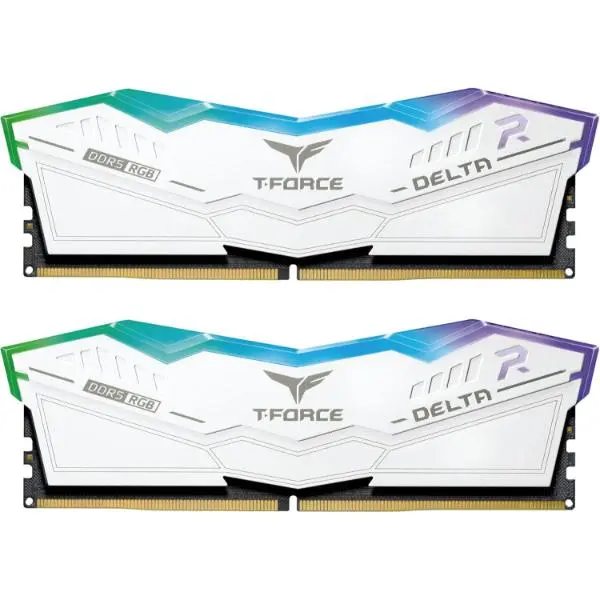 TeamGroup DELTA RGB 64GB (32GBx2) 6000MHz CL30 DDR5 Desktop Memory - White