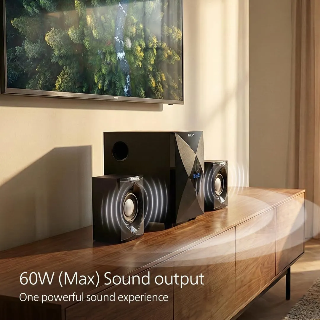 Philips MMS2634 2.1 Channel 60W Bluetooth Multimedia Speaker System - Image 3