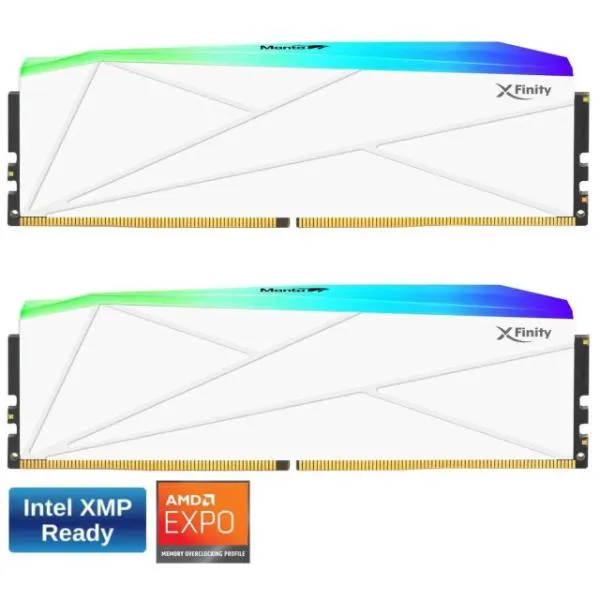 V-COLOR Manta XFinity RGB 32GB (16GBx2) 6000MHz DDR5 Desktop RAM (White)