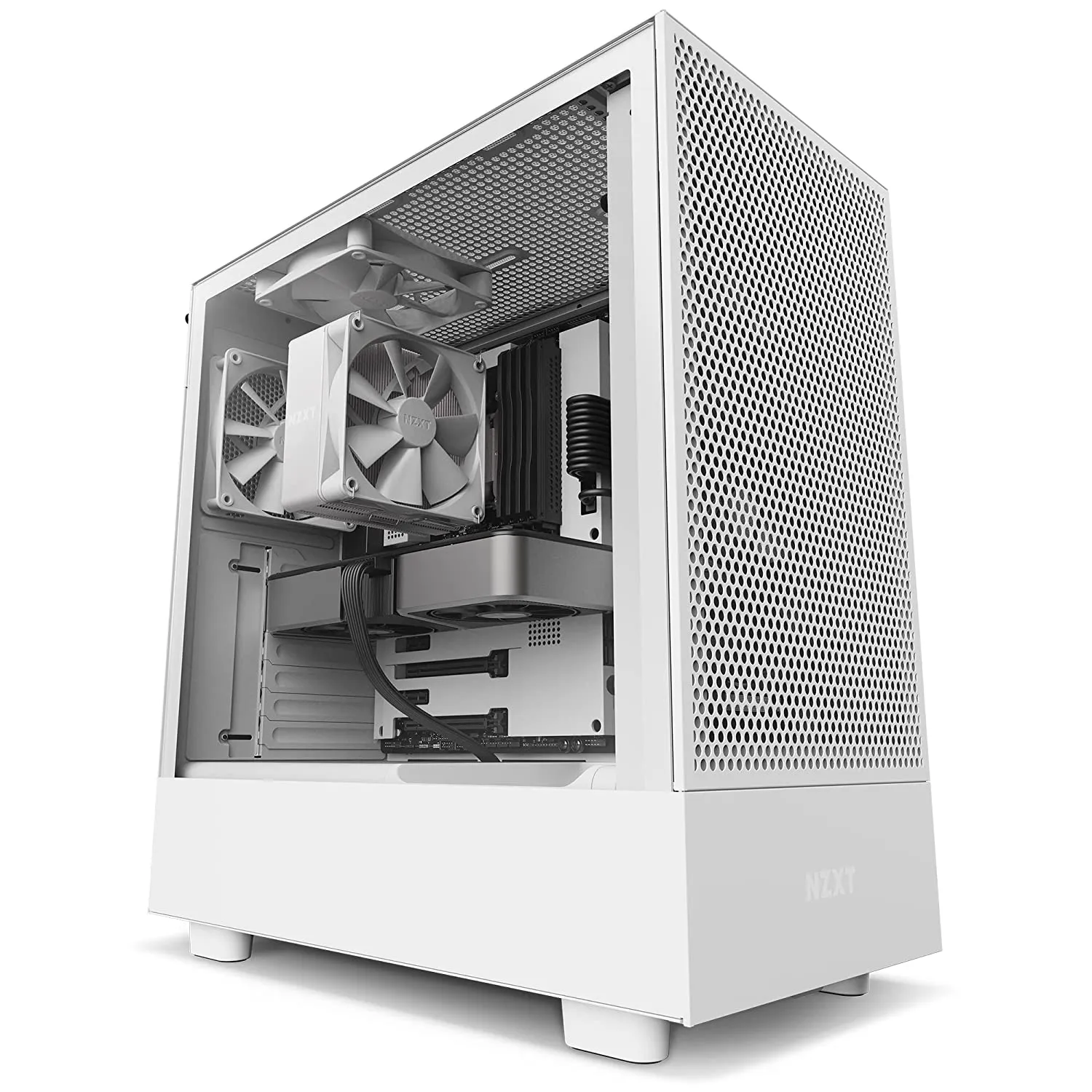 NZXT T120 RGB CPU Air Cooler - RC-TR120-W1 - CPU Liquid Cooler - Conductive Copper Pipes - Fluid Dynamic Bearings - AMD and Intel Compatibility - White