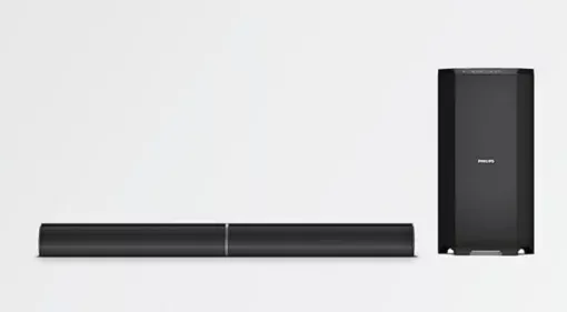 Philips Convertible Soundbar MMS8090B/94 2.1 Channel 80W, Optical-Connectivity Option with Supporting USB, AUX, FM & Remote Control
