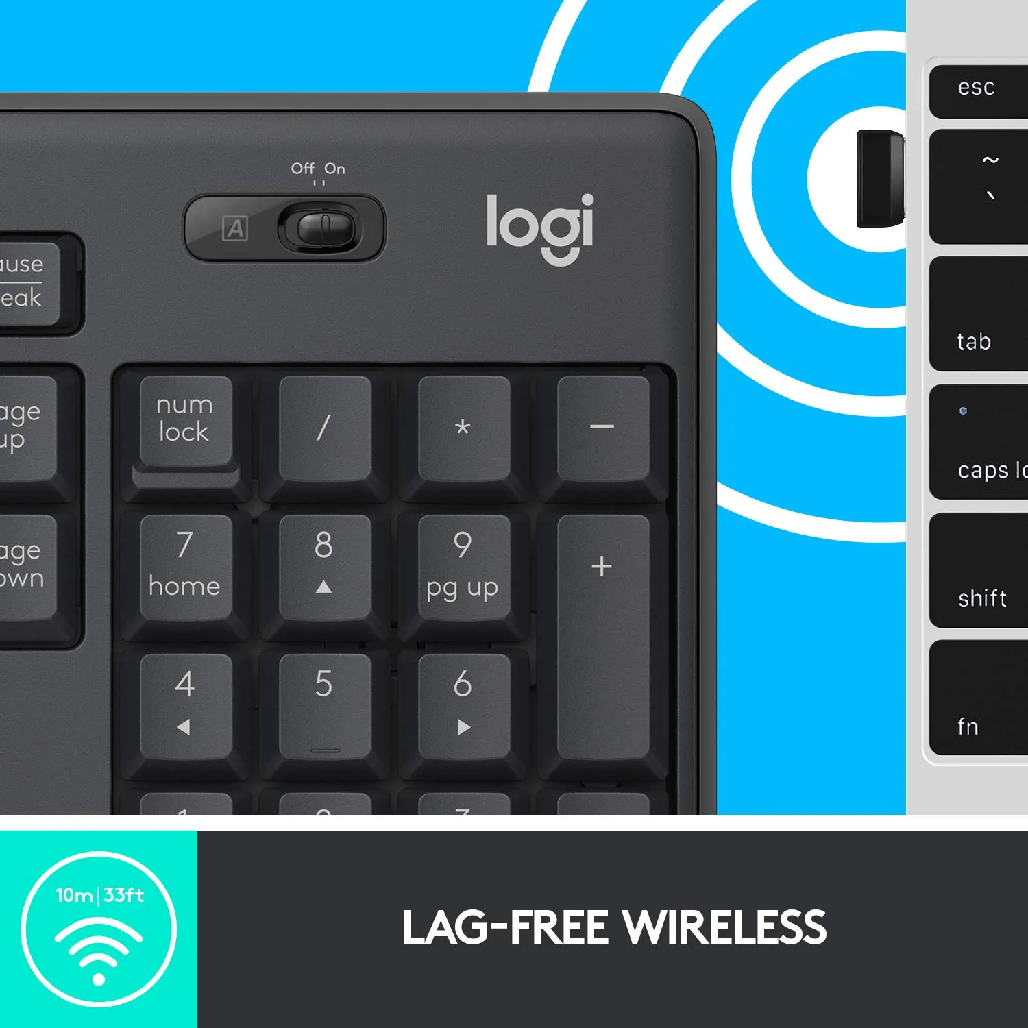 Logitech MK295 Wireless Keyboard and Mouse Combo - SilentTouch Technology, Full Number Keyboard, Shortcut Buttons, Nano USB Receiver, 90% Less Noise - Black