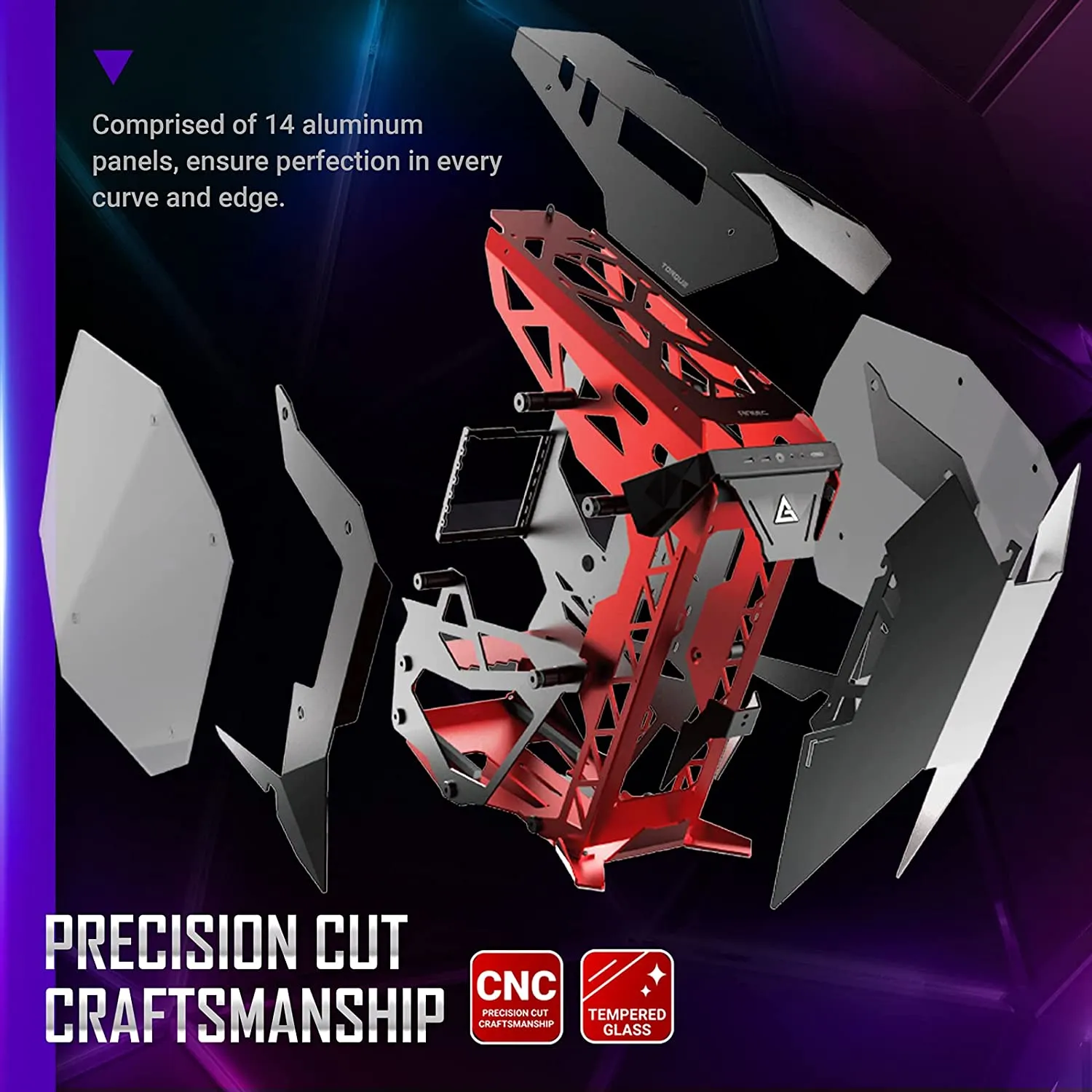 ANTEC TORQUE (E-ATX) MID TOWER CABINET WITH DUAL SIDE TEMPERED GLASS SIDE PANEL (BLACK/RED)