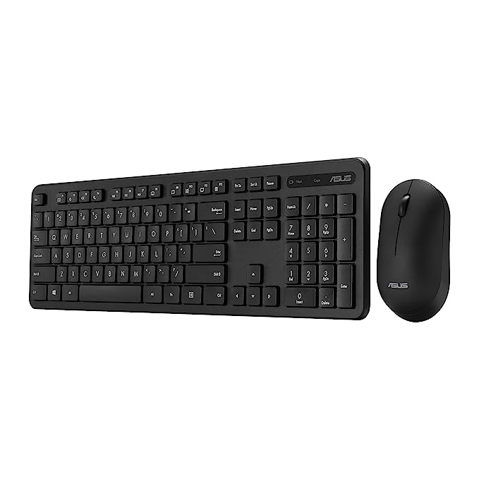 ASUS Wireless Keyboard and Silent Optical Mouse Set CW100, Up to 1600dpi,RF 2.4GHz, (Black