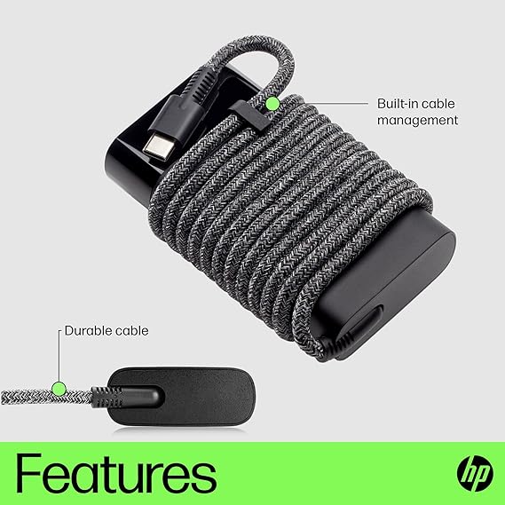 HP USB-C 65W Laptop Charger, 65W, Type-C USB, AC Adapter
