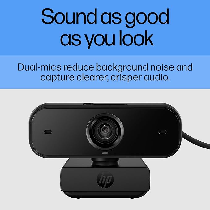 HP 430 FHD Webcam - USB, Plug & Play External Camera with Dual Mics & Privacy Shutter for Desktop Computer, Laptop PC, & Chromebook - Compatible