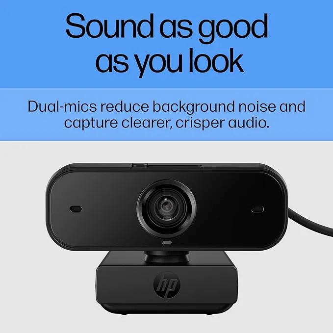 HP 430 FHD Webcam - USB, Plug & Play External Camera with Dual Mics & Privacy Shutter for Desktop Computer, Laptop PC, & Chromebook - Compatible hover view