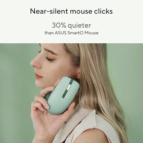 ASUS MD200 Mouse, Easy to Carry Wireless Mouse, 4200 DPI, Multi Device Connect/Bluetooth, USB Silent Mouse (Green Tea Latte)