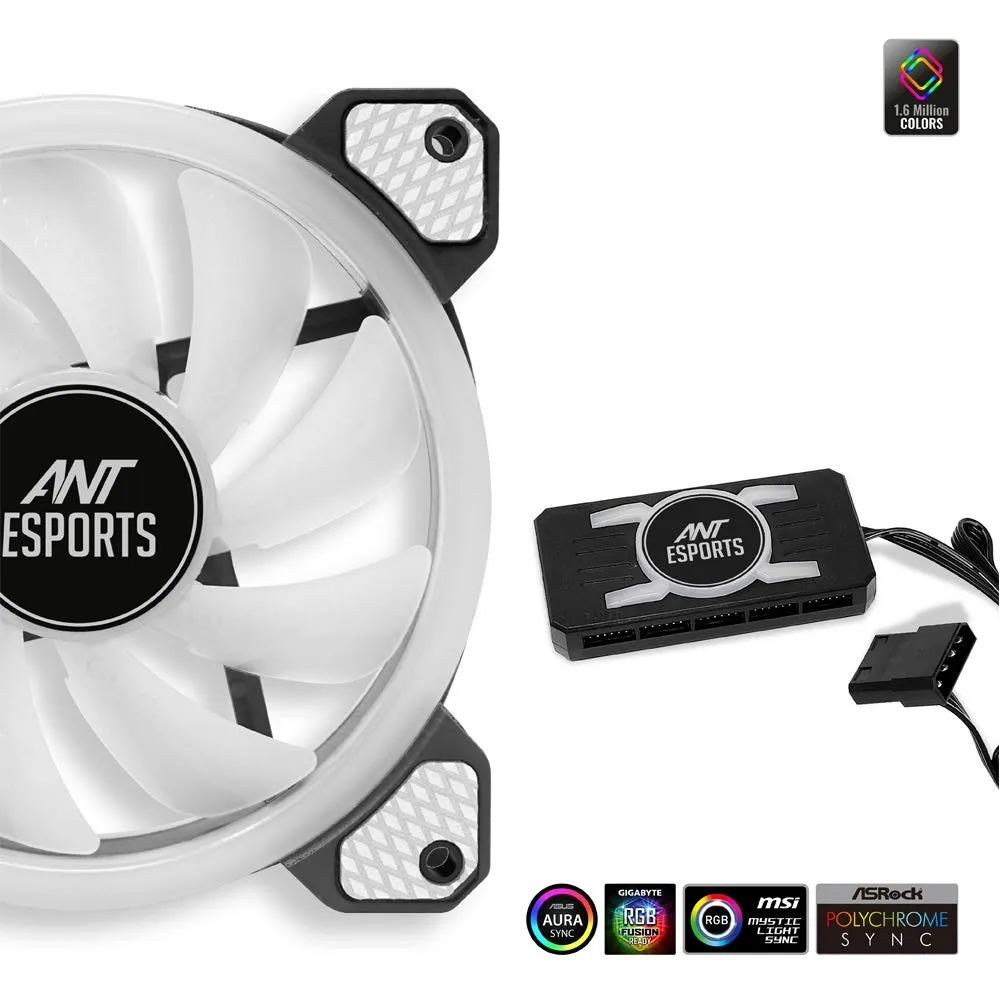 Ant Esports Superflow 120 KIT ARGB Case Fan Pack of 3 ARGB Fan with ARGB