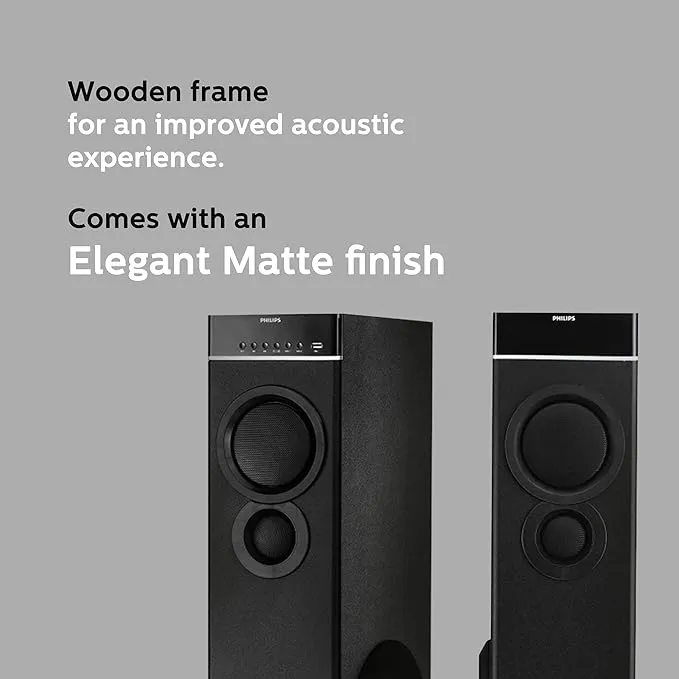 Philips Audio Spa9080B Bluetooth Multimedia Tower Speakers (Black)