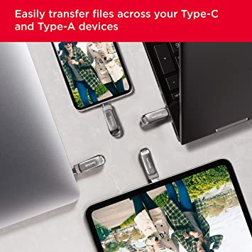 SanDisk Ultra Dual Drive Luxe Type C Flash Drive 64GB, 5Y - SDDDC4-064G-I35