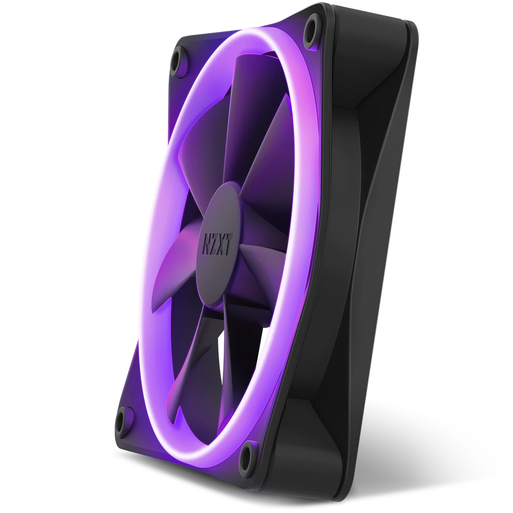 NZXT F120 RGB Fans - RF-R12SF-B1 - Advanced RGB Lighting Customization - Whisper Quiet Cooling - Single (RGB Fan & Controller Required & NOT Included) - 120mm Fan - Black