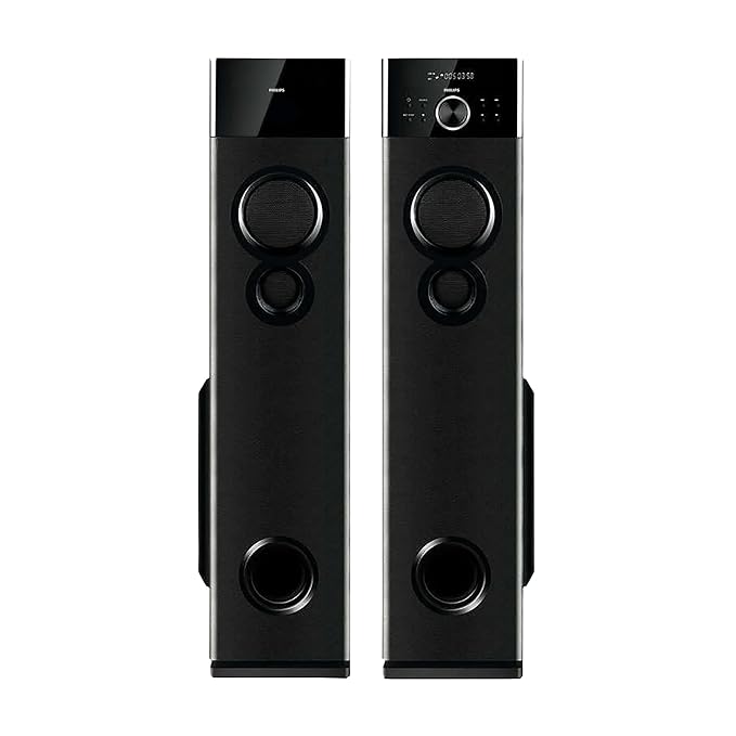 Philips Audio SPA9125 2.0CH 130W Multimedia Tower Speakers with Wireless Microphone,Multi-Connectivity