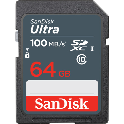 SanDisk 64GB Ultra SDXC UHS-I Memory Card - 100MB/s, C10, U1, Full HD, SD Card