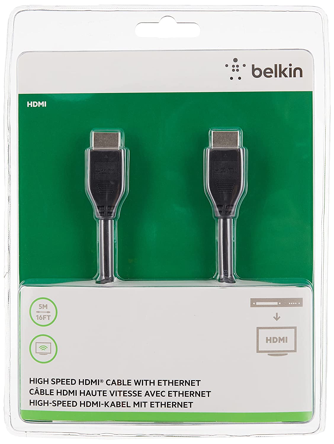 Belkin High Speed HDMI Cable Supports Ethernet, 3D, 4K, 1080p, Audio Return (5 Meter,Black)