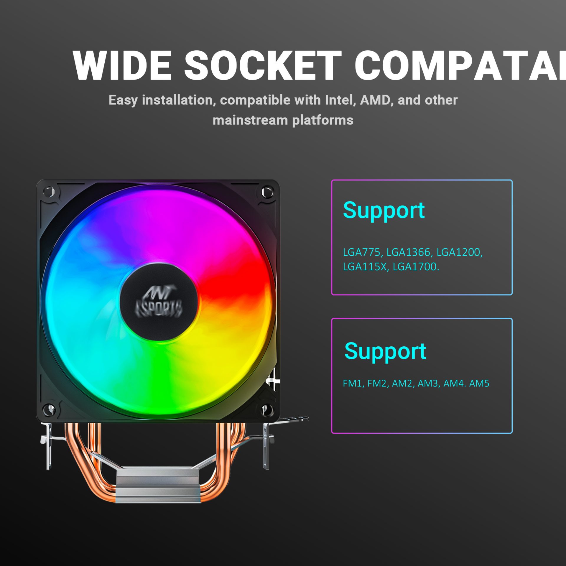 Ant Esports ICE-C200 CPU Cooler with Rainbow LED Fan