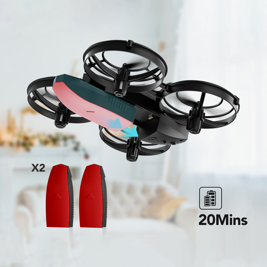 IZI PRO Nano Drone - 720P HD Camera, 2 Batteries, 360 Flip - Image 3