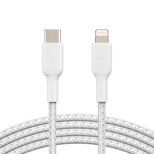Belkin Braided USB-C To Lightning Charge And Sync Cable - 1 Meter (White)
