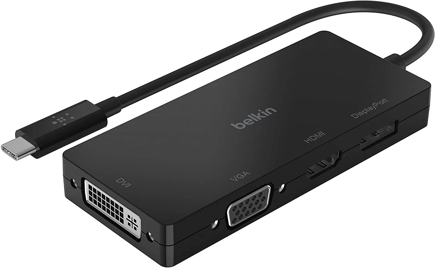 Belkin Multiport USB-C Adapter (USB-C Video Adapter w/VGA, DVI, 4K HDMI, 4K DisplayPort) Connect Your USB-C Laptop to Any Display