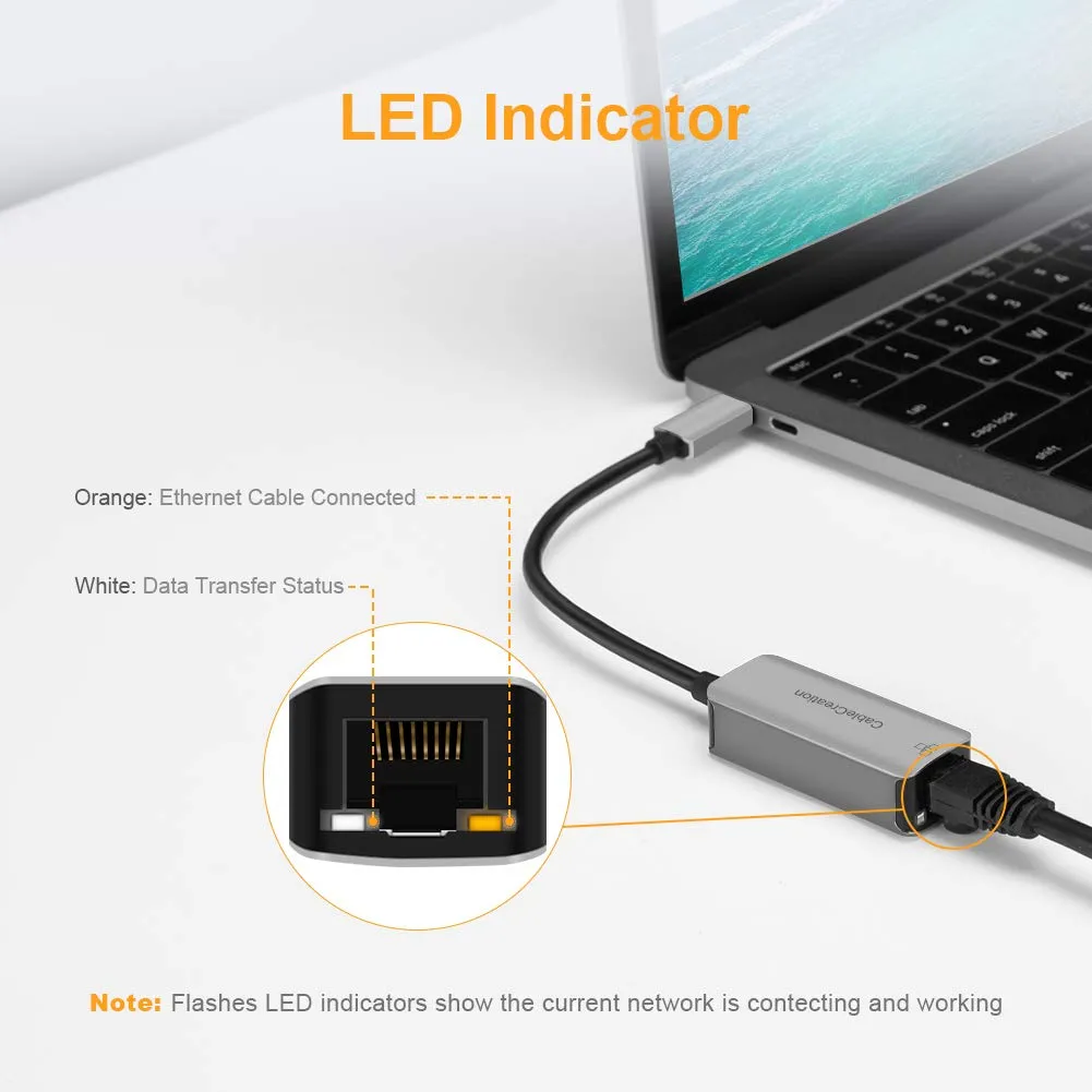 USB C to Ethernet Adapter, CableCreation Aluminum USB-C to RJ45 LAN Network Converter hover view