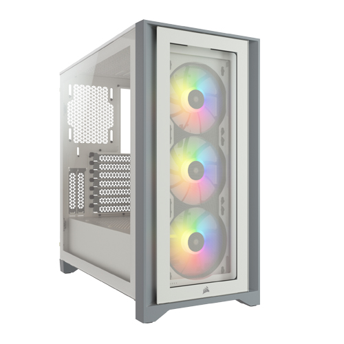 Corsair iCUE4000X RGB Tempered Glass Mid-Tower Gaming Case - White