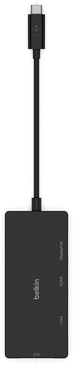 Belkin Multiport USB-C Adapter (USB-C Video Adapter w/VGA, DVI, 4K HDMI, 4K DisplayPort) Connect Your USB-C Laptop to Any Display