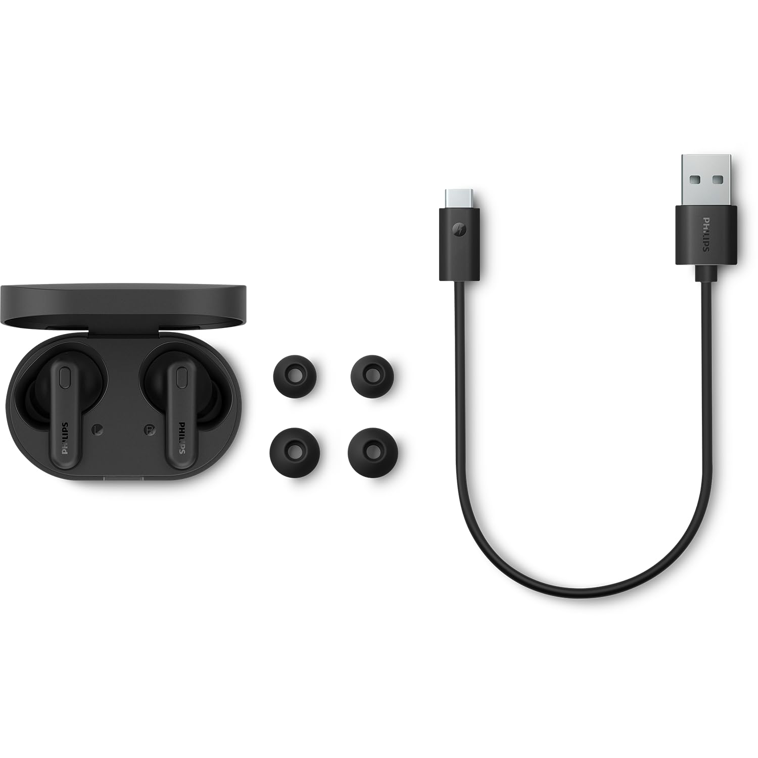 Philips TAT1108BK/00 True Wireless Earbuds, in-Ear Active Noise Cancelling Bluetooth v5.3 Earphones