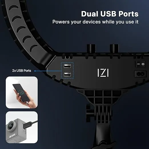 IZI Light 18 inch LED RGB Ring Light & 7ft Foldable Tripod, 28+ Multicolor Modes with Anti Skid Base for YouTube, Photo Video Shoots, Live Streaming, Makeup, iPhone/Android Phone & Camera Com