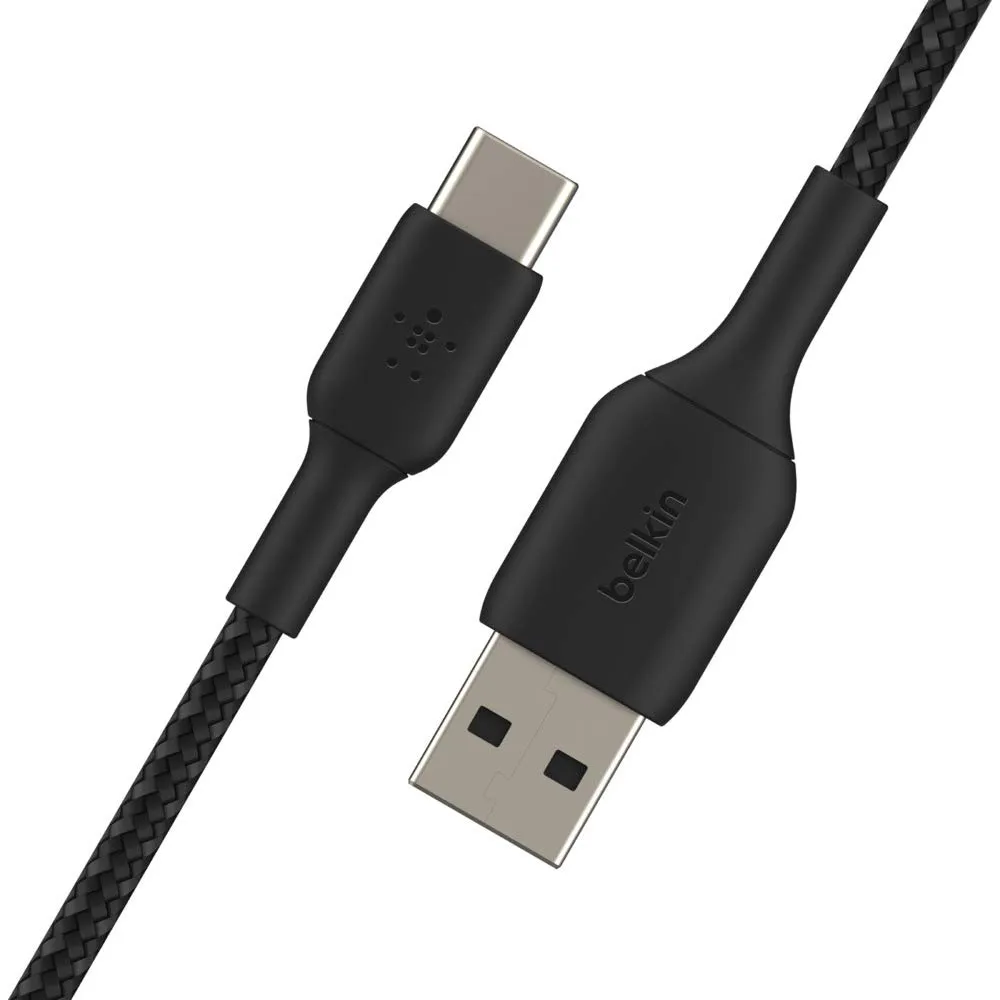 Belkin Type C to USB-A 2.0 Tough Unbreakable Braided Nylon Cable 6.6 feet (2 meter) – Black, USB-IF Certified, Supports Fast Charging