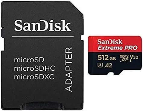 SanDisk Extreme Pro 512GB MicroSD Memory Card SDSQXCZ-512G-GN6MA