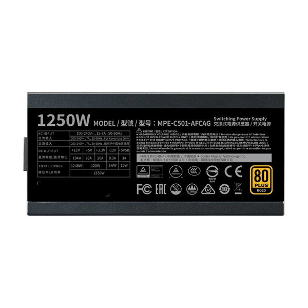 Cooler Master MWE 1250 V2 1250 Watt 80 Plus Gold SMPS