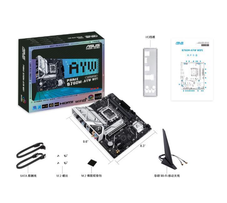 ASUS B760M-AYW WIFI Motherboard Gaming DDR5 LGA1700 Support Intel