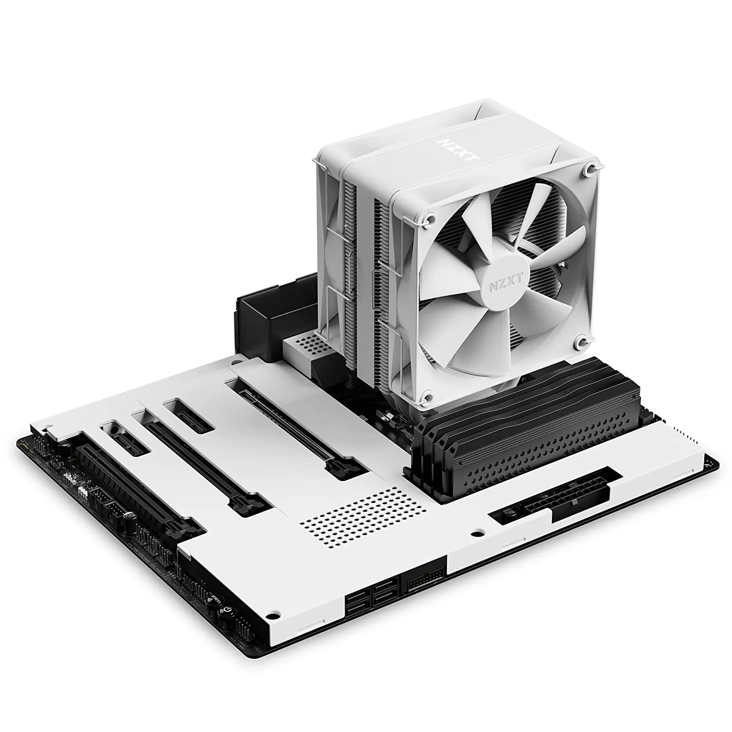 NZXT T120 RGB CPU Air Cooler - RC-TR120-W1 - CPU Liquid Cooler - Conductive Copper Pipes - Fluid Dynamic Bearings - AMD and Intel Compatibility - White
