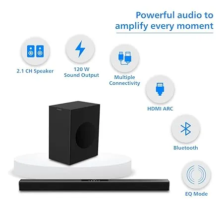 Philips Audio Newly Launched TAB4218/94 2.1Ch 120W Bluetooth Soundbar